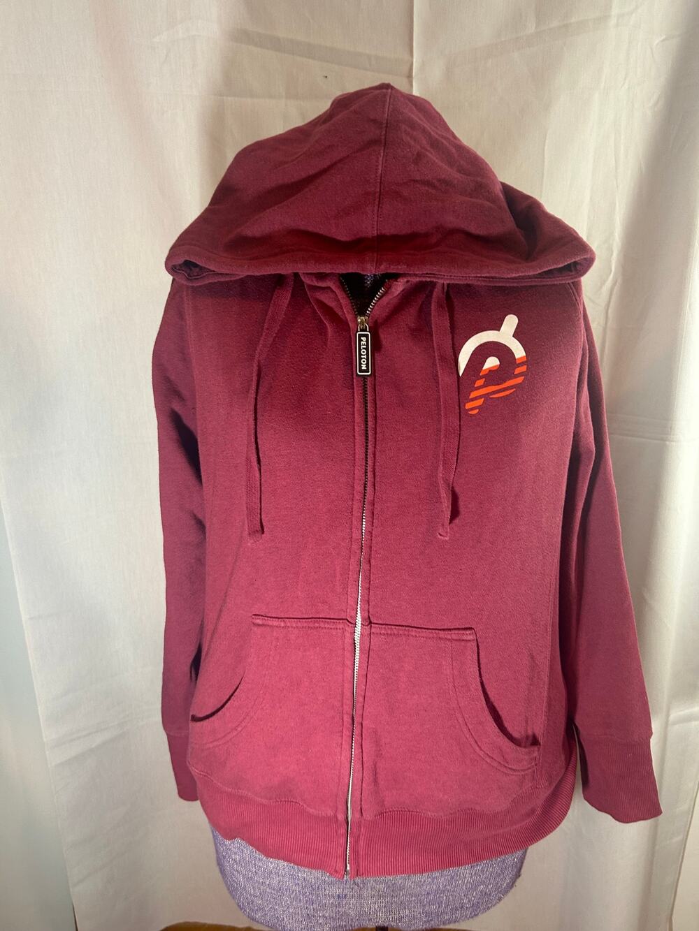 Peloton Maroon Hoodie Full ZIP Sweatshirt Jacket Sz medium Unisex